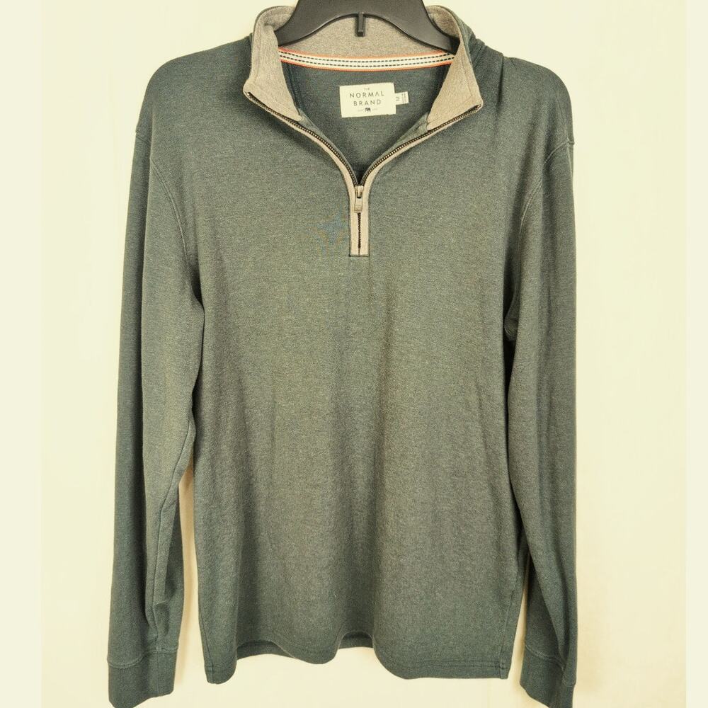 The Normal Brand green long sleeve 1/4 zip shirt Size M Normcore Preppy Minimal